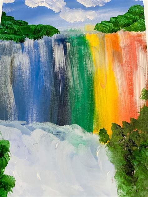 Rainbow Waterfall Acrylic Painting Rainbow Waterfall Painting