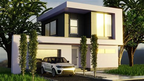 3d Asset Modern House With Garage Cgtrader