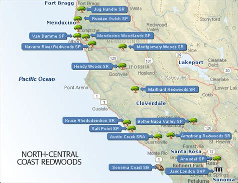 California Coastal Redwoods Map