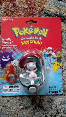 Pokemon Pokeball Keychain Mew Figure New Old Stock Sealed Basic Fun