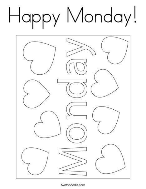 Happy Monday Coloring Page For Preschoolers