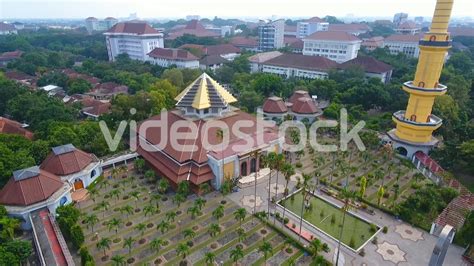 Aerial View Of Gadjah Mada University Mosque In Yogyakarta Video