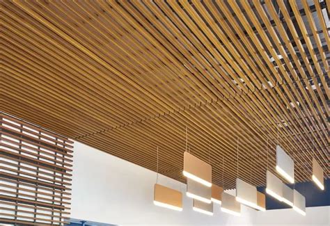 Wood Grain Finish Aluminum Beam Metal Baffle Ceiling System For Hall