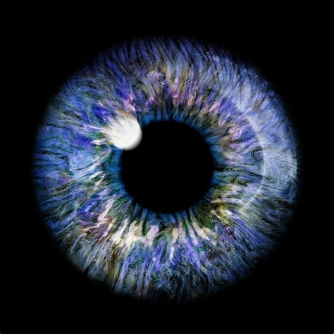 눈의 현실적인 이미지입니다 홍채 각막 발광 플래시가 있는 망막 하늘색 눈 3d 일러스트레이션 프리미엄 사진