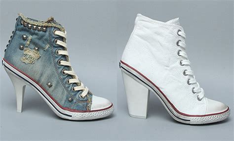 Ash High Top High Heeled Sneaker Stones And Spot