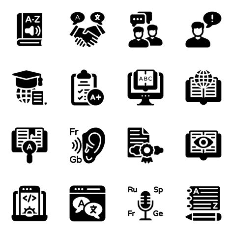 Language And Communication Icon Set 2252846 Vector Art At Vecteezy