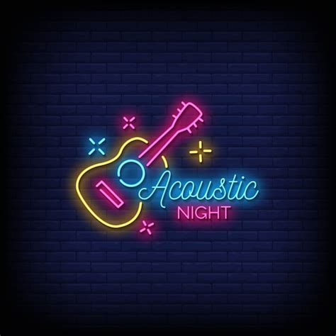 Premium Vector Acoustic Night Neon Signs Style Text
