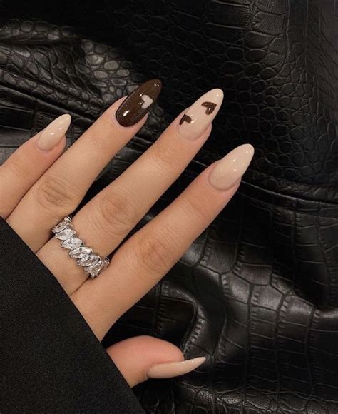 trendy almond shaped nail inspo by miss kitty in 2021 basic nails heart nails brown