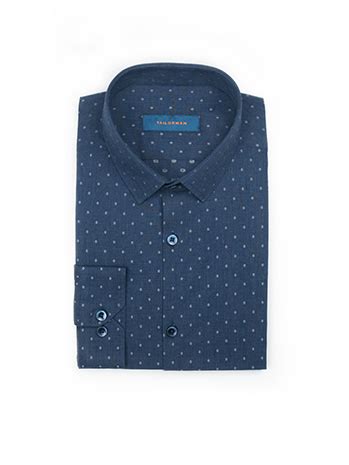 Buy Men S Denim Blue Diamond Dobby Shirt Tailorman Custom Made Ready