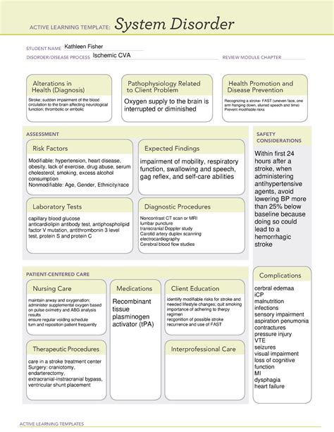 Systemdisorder System Ischemia ACTIVE LEARNING TEMPLATES System Disorder Babe NAME Studocu