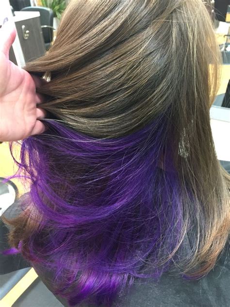 Pictures Of Brown Hair With Purple Underlayer Hair