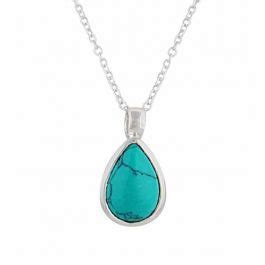 Turquoise Stone Teardrop Pendant Necklace The Opal