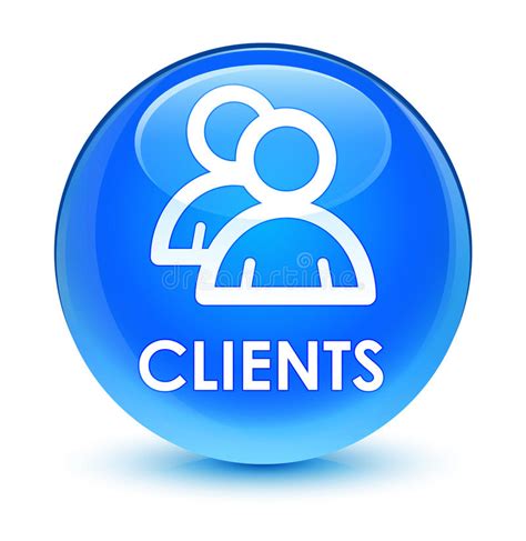 Clients Group Icon Glassy Cyan Blue Round Button Stock Illustration