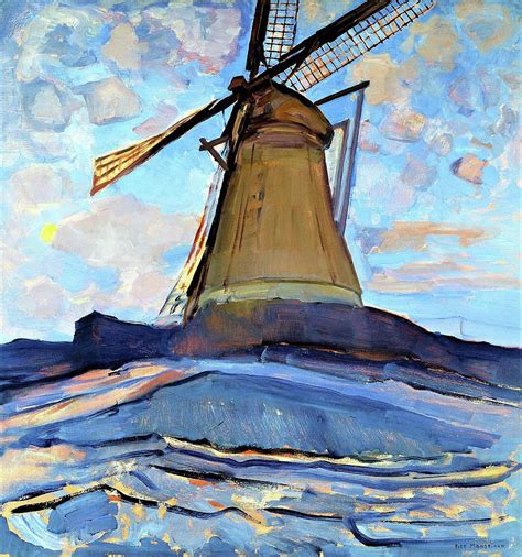 Windmill Digital Remastered Edition Painting By Piet Mondrian Pixels