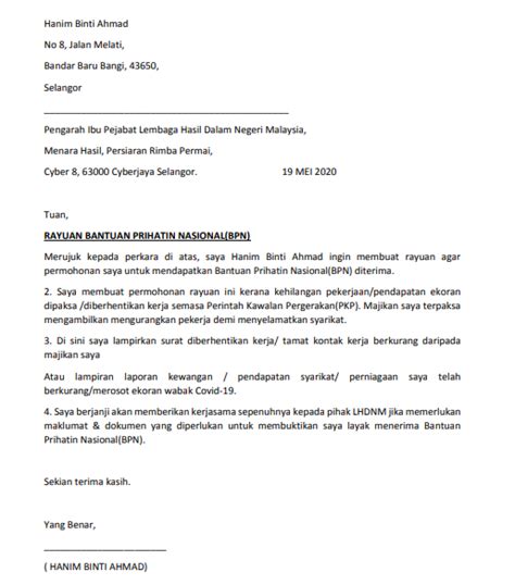Contoh Surat Permohonan Status Tanah Malaysia