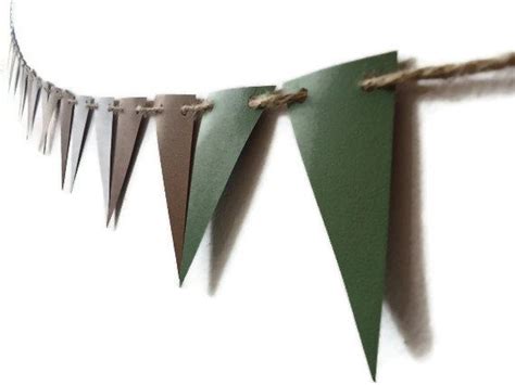 Decorative Paper Bunting Brown Green Grey Pennant Flag Etsy Paper