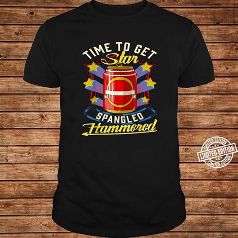 Star Spangled Banner Pun Drinking Beer Can Shirt