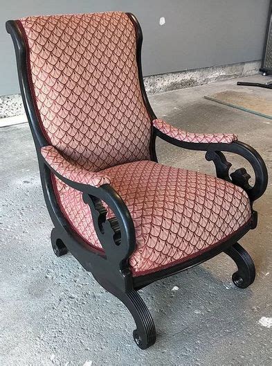 I reupholstered the cushion to a nice neutral gray color and have extra fabric you can have with the. Reupholstered American Rocking Chair in 2020 | Chair ...