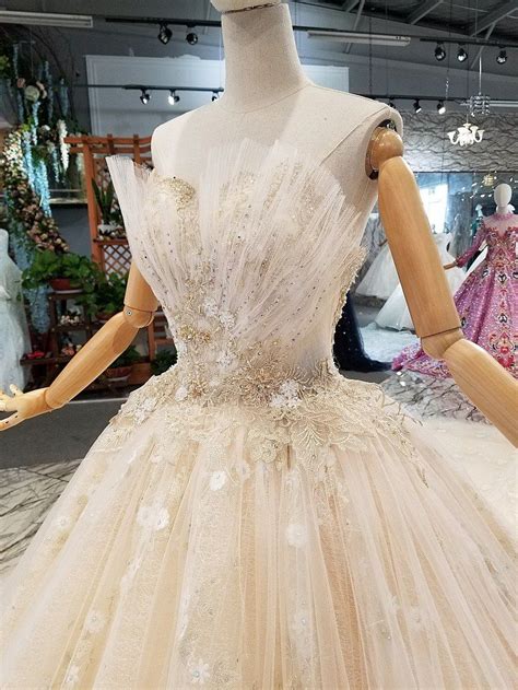 Bridal One Shoulder Slim Simple Luxury Trailing Wedding Dress 14855