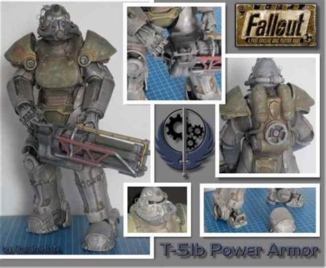 Papermau Fallout T 51b Power Armor And Gatling Laser Paper Model By