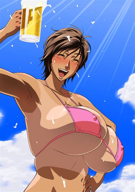 Tatsunami Youtoku Amaha Masane Witchblade 1girl Alcohol Areola Slip Beer Beer Mug Bikini