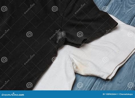 Black And White T Shirts With Stains Of Sweat Stock Photo Image Of