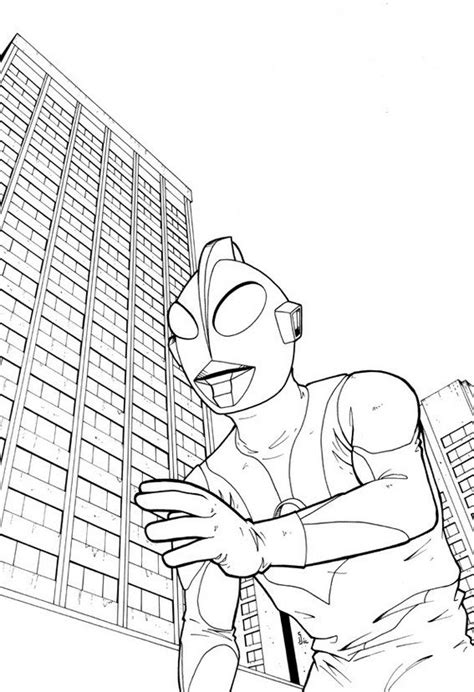 Print for free in a4 format 09.30.2020. Ultraman Tiga with building scenery coloring page | Buku ...