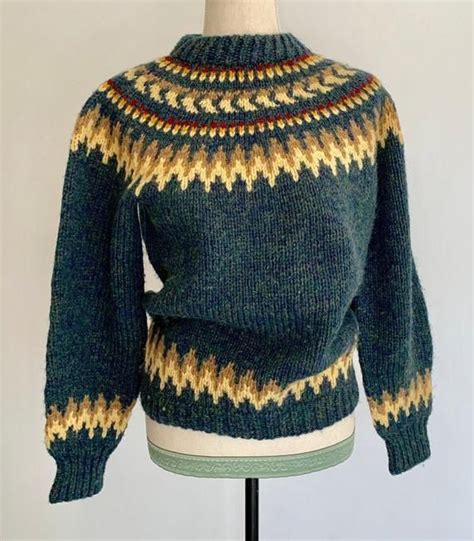 Fair Isle Knit Sweater Vintage 70s Pure Wool Hand Knitted In Etsy