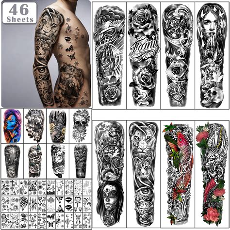 Buy Extra Large Full Arm Waterproof Temporary Tattoos 8 Sheets And Half