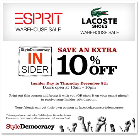 Style Democracy Canada Esprit And Lacoste Shoes Warehouse Sale Markham