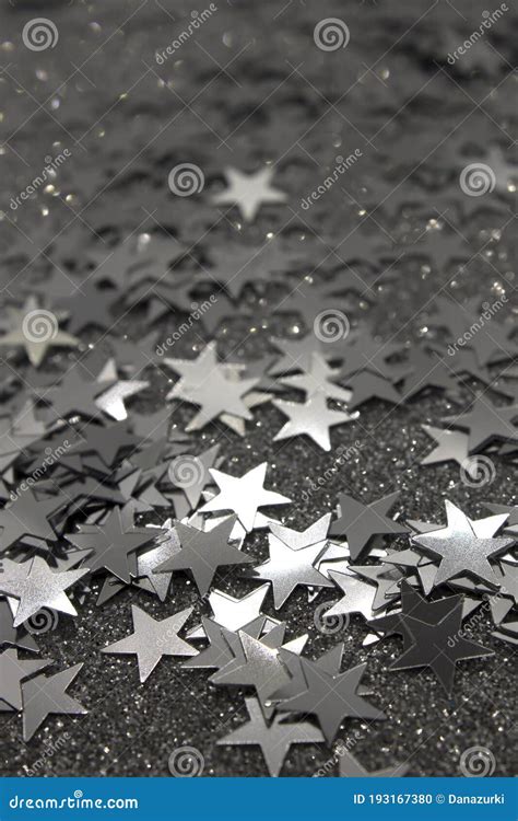 Silver Stars On A Shiny Background Stock Photo Image Of Shiny