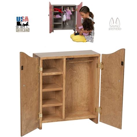 12 18 Doll Wardrobe Wood Doll Cabinet Armoire Furniture Made In The Usa Houses And Furniture