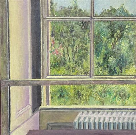 English Impressionist A Room With A View Over A Garden Orchard