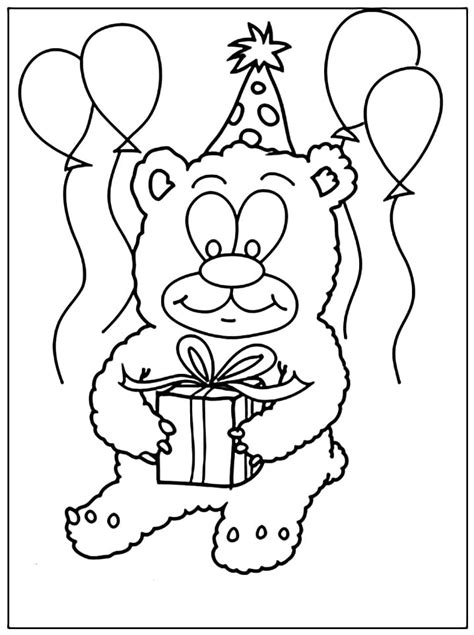 Happy Birthday Teddy Bear Coloring Page Download Print Or Color
