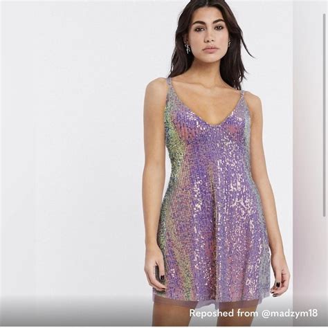 Free People Gold Rush Mini Dress Lilac Sequence Depop