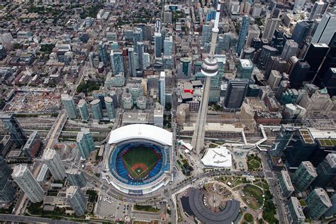 Aerial Photo Rogers Centre And The Cn Tower In Torontos