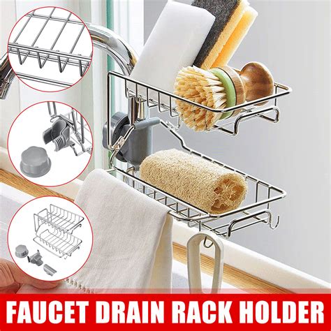 New 2 Layers Drain Rack Kitchen Sink Faucet Sponge Soap Cloth Storage
