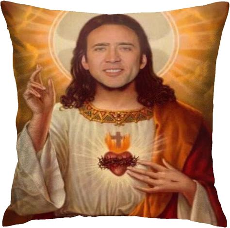 Diaerm Nicolas Cage Jesus Throw Pillow Cover Home Decor Cushion Case