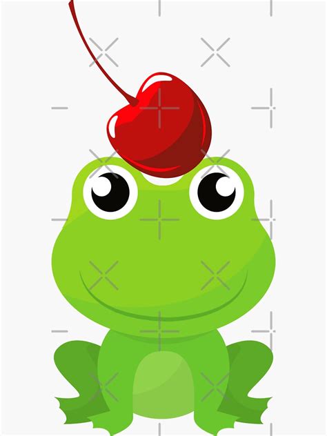 Frog With Cherry Hat Sticker By Caitu Redbubble
