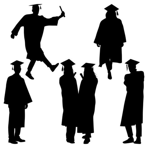 Premium Vector Graduate Celebrating Graduation Silhouettes Vector