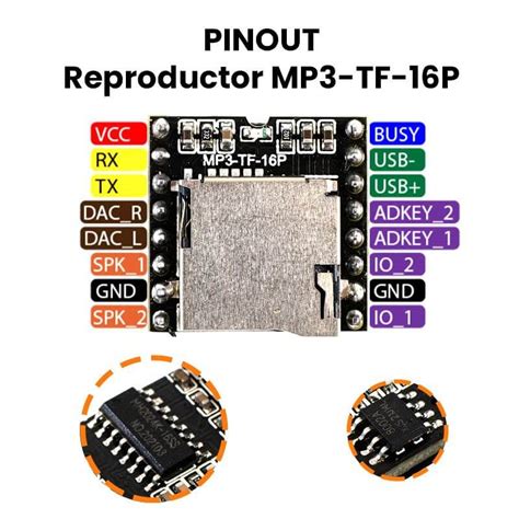 Reproductor Mp3 Wav Wma Tf Dfplayer Mp3 Tf 16p Arduino Electronica