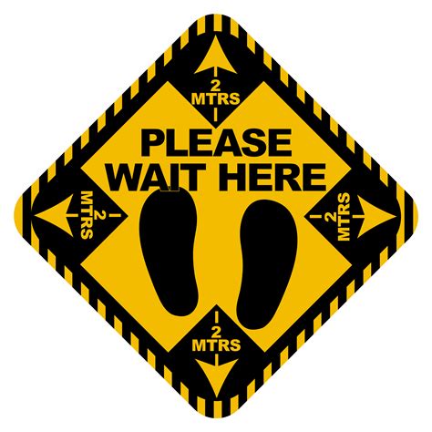 Please Wait Here Red Circle Floor Sign Creative Safety Supply