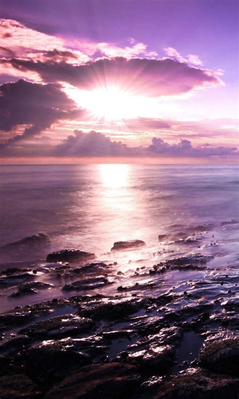 Purple Seascape With Sunrays Reflection 4k Hd Nature Wallpapers Hd