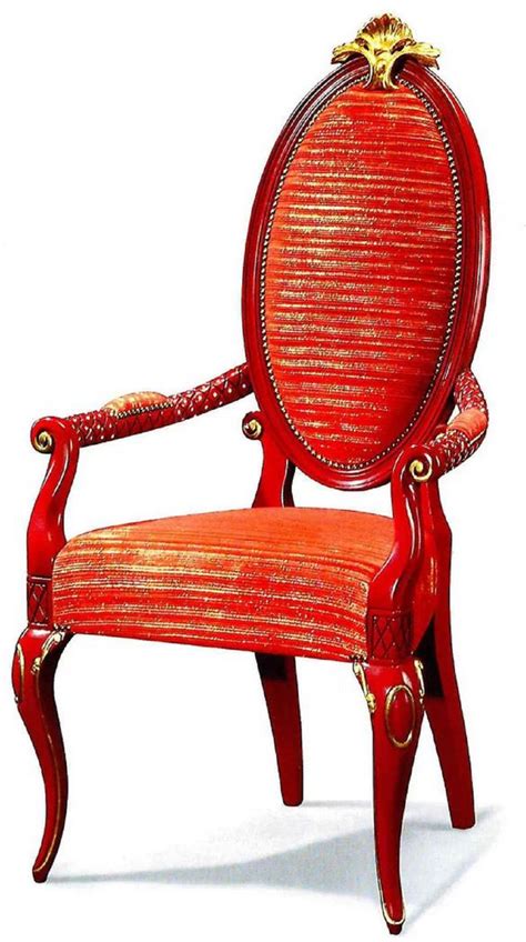 Casa Padrino Luxury Baroque Dining Chair With Armrests Red Gold