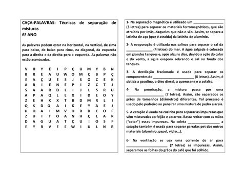 Exercícios Sobre Substâncias E Misturas 6 Ano EDULEARN