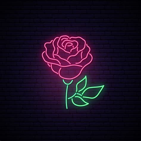 Premium Vector Rose Neon Sign