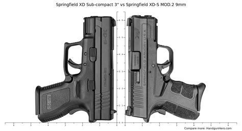 springfield xd sub compact 3 vs springfield xd s mod 2 9mm size comparison handgun hero