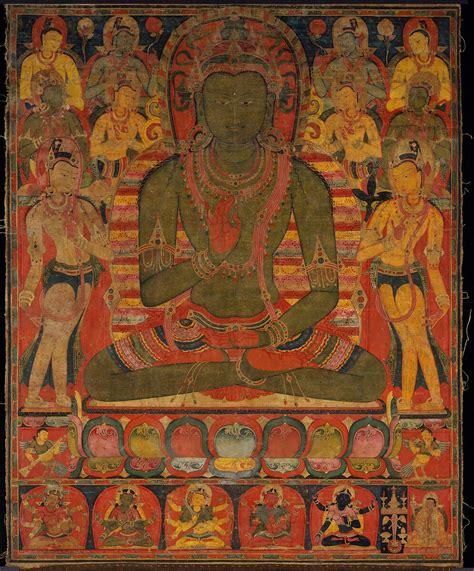 Buddha Amoghasiddhi With Eight Bodhisattvas Central Tibet The