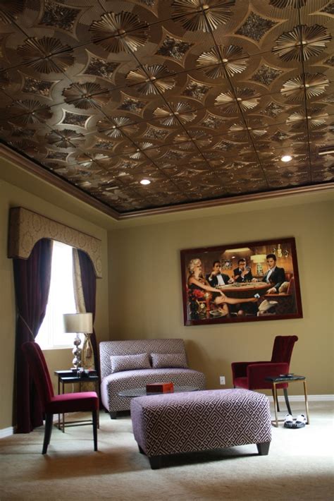 Most apartments come with ceiling mount light fixtures that can be easily replaced without rewiring anything at all: Sunset Boulevard - Faux Tin Ceiling Tile - 24 in x 24 in - #201 | Faux tin ceiling tiles ...