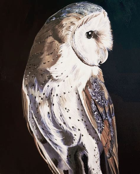 Barn Owl Acrylic On Canvas Board 16x20 Rart